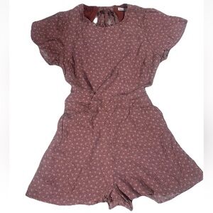Abercrombie & Fitch Rust Orange Floral Romper Medium Short Sleeve